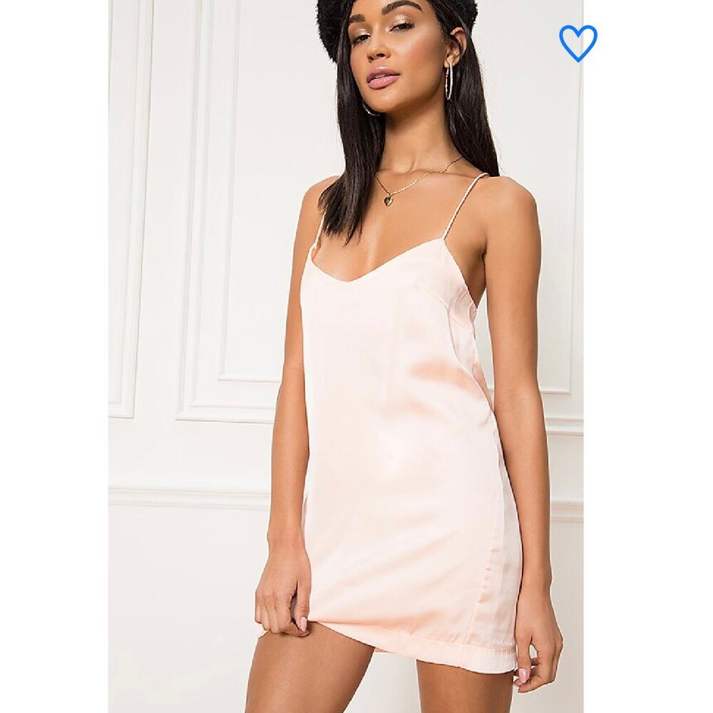 Superdown Blush Pink Alexis Satin Spaghetti Strap Mini Dress Size Small